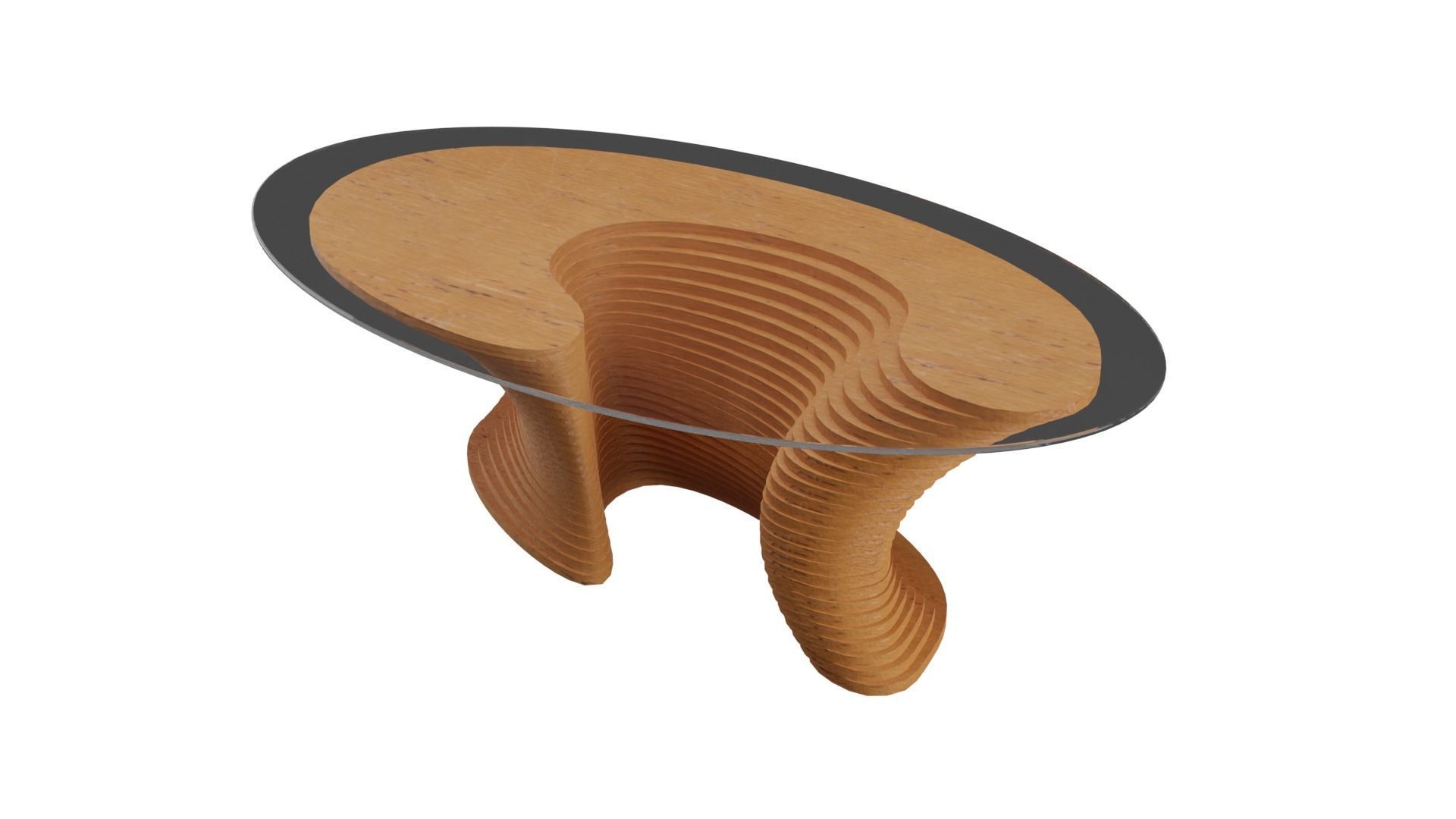 Parametric Wavy Wooden Furniture 02 - Coffee Table 3D model_1