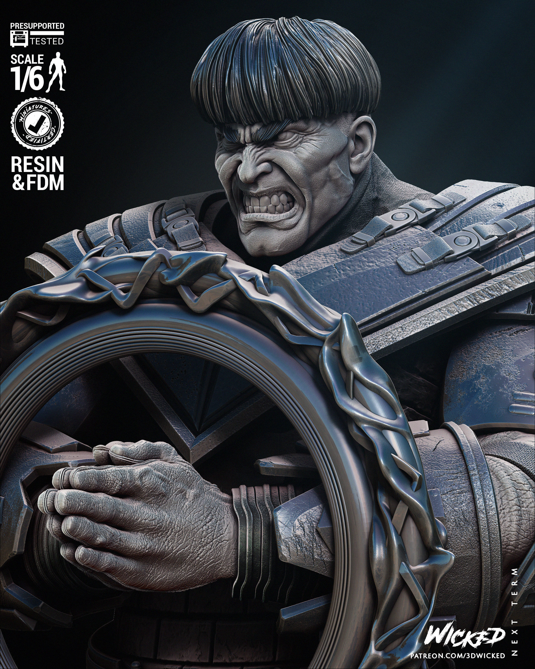 Wicked Marvel War Sculpture Tested for 3D printing 3D print model_53