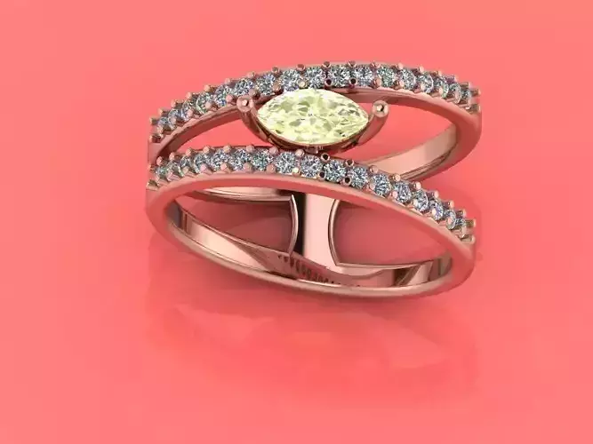 Marquise Solitaire Ring 3D Model with Versatile Gemstone Options 3D print model