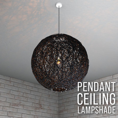 Pendant Ceiling Rattan Lampshade 3D model