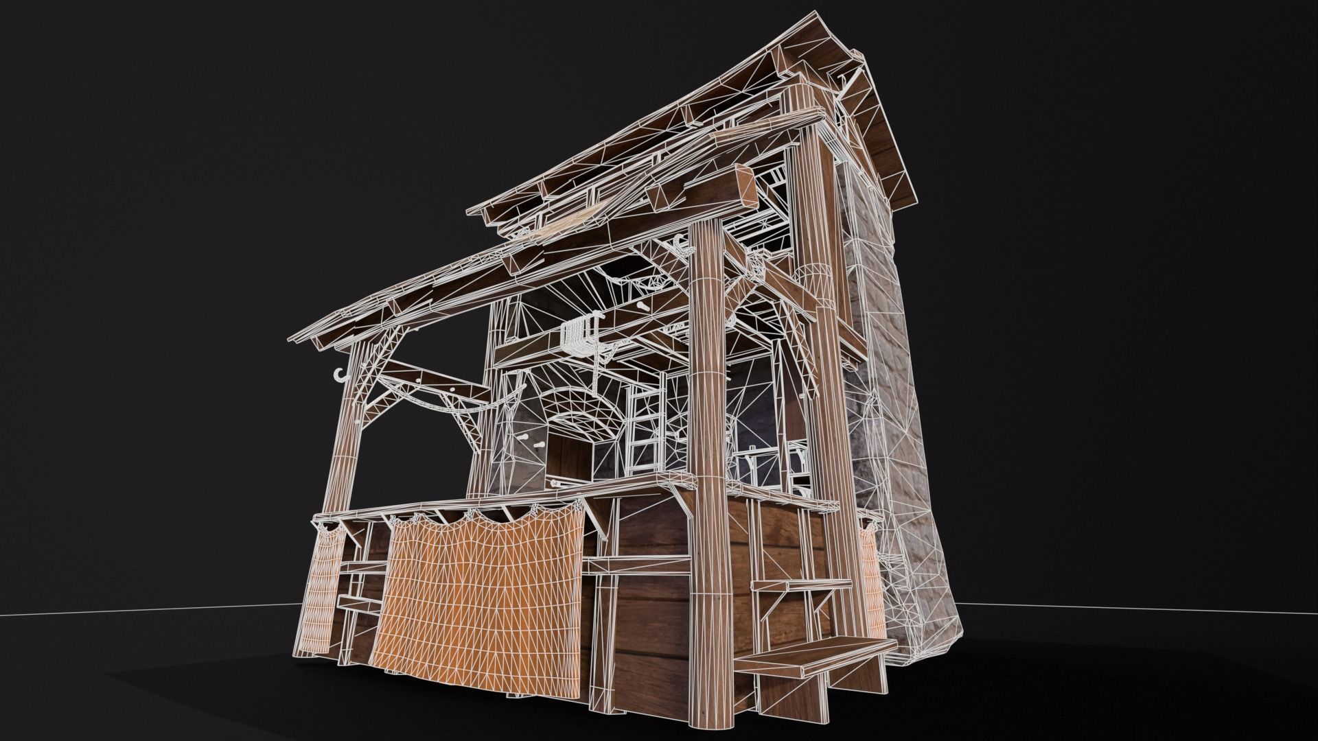 Medieval Market Stall Low-poly 3D model_15