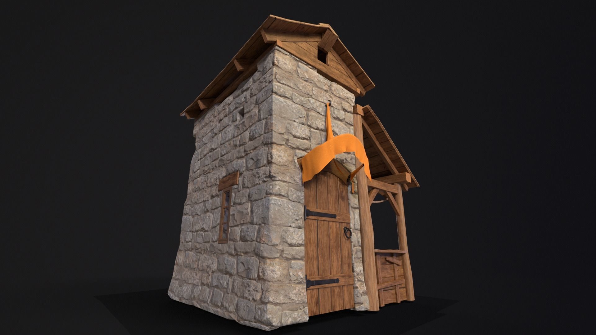 Medieval Market Stall Low-poly 3D model_6