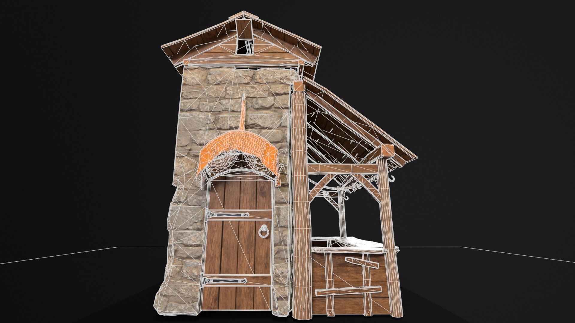 Medieval Market Stall Low-poly 3D model_5