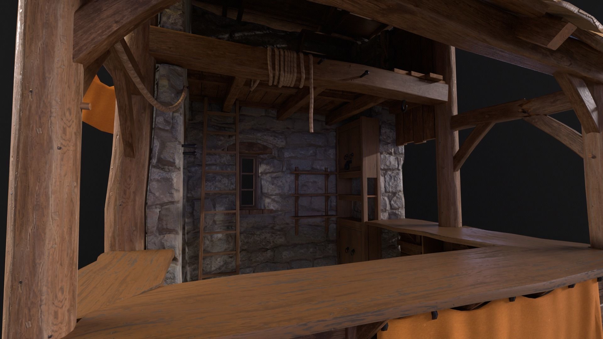 Medieval Market Stall Low-poly 3D model_16