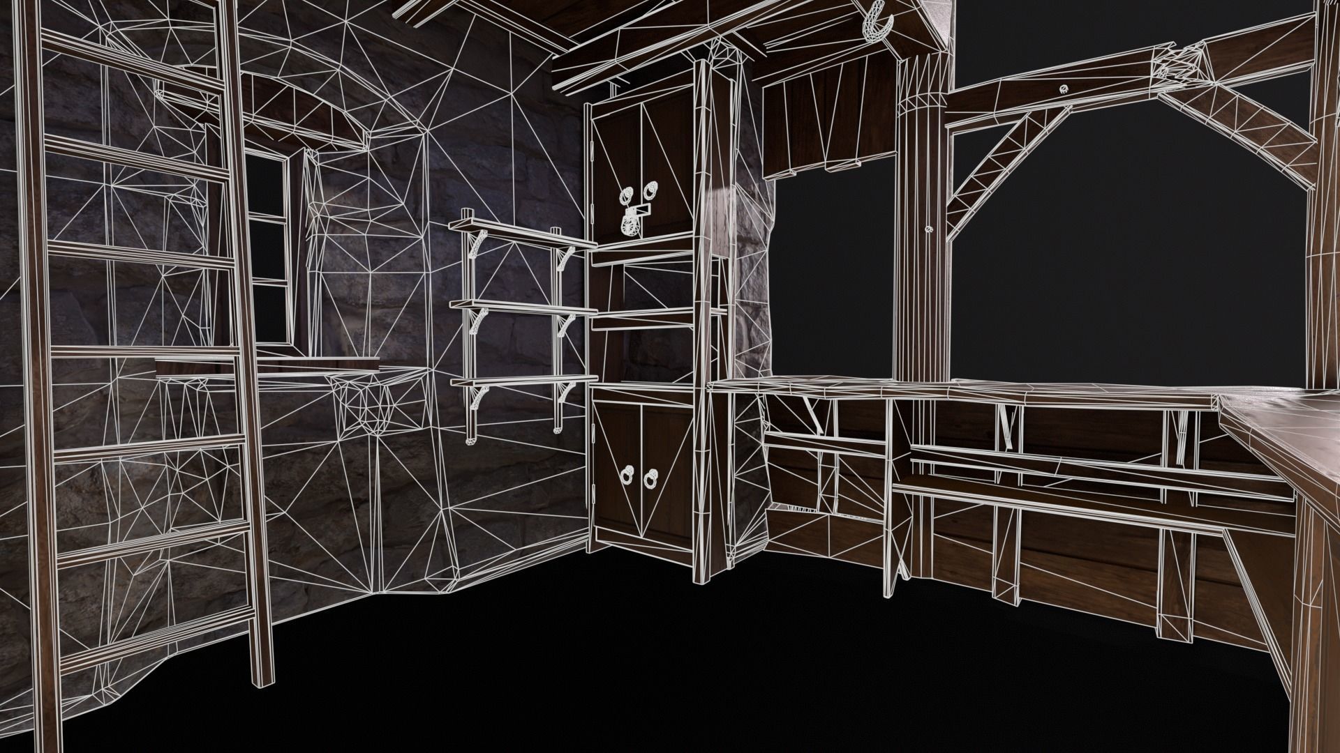 Medieval Market Stall Low-poly 3D model_19