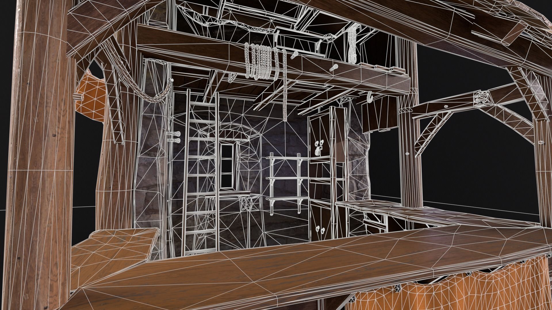 Medieval Market Stall Low-poly 3D model_17