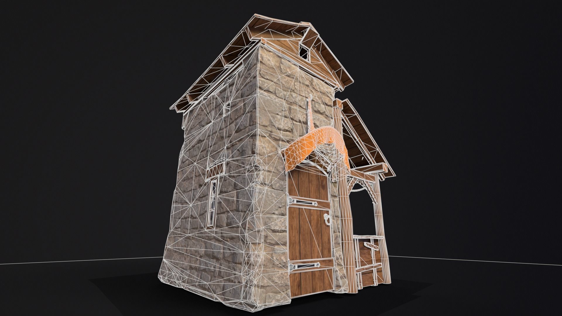 Medieval Market Stall Low-poly 3D model_7