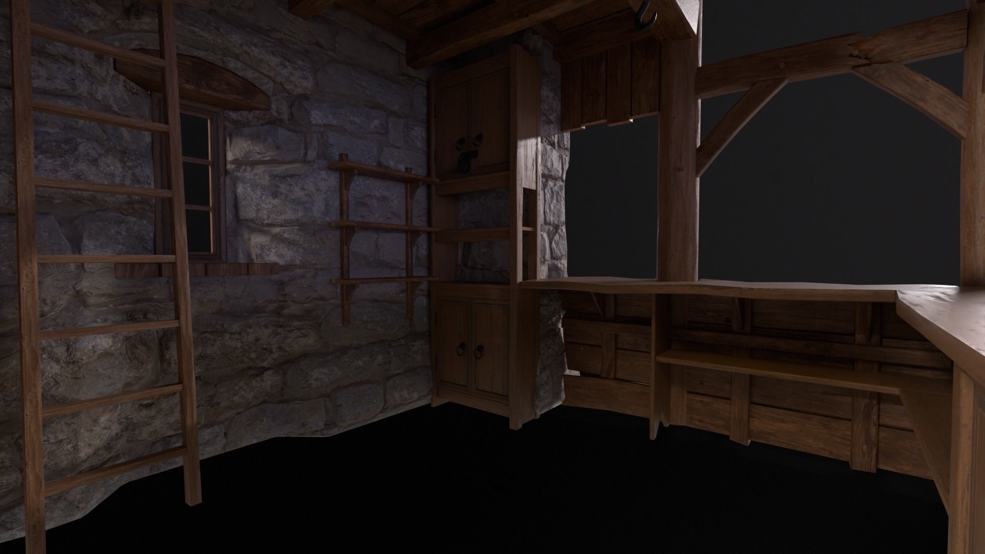 Medieval Market Stall Low-poly 3D model_18