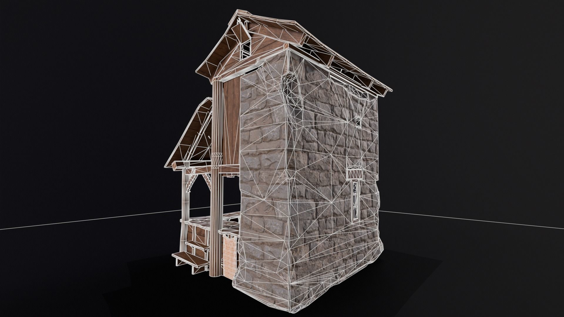 Medieval Market Stall Low-poly 3D model_11