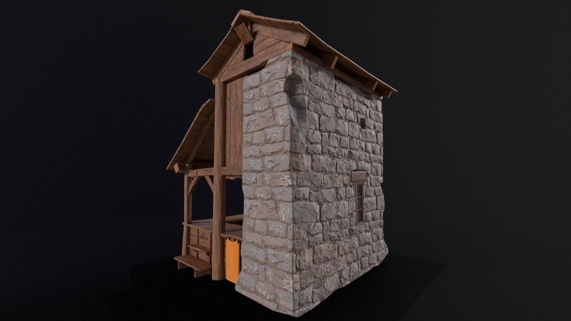 Medieval Market Stall Low-poly 3D model_10