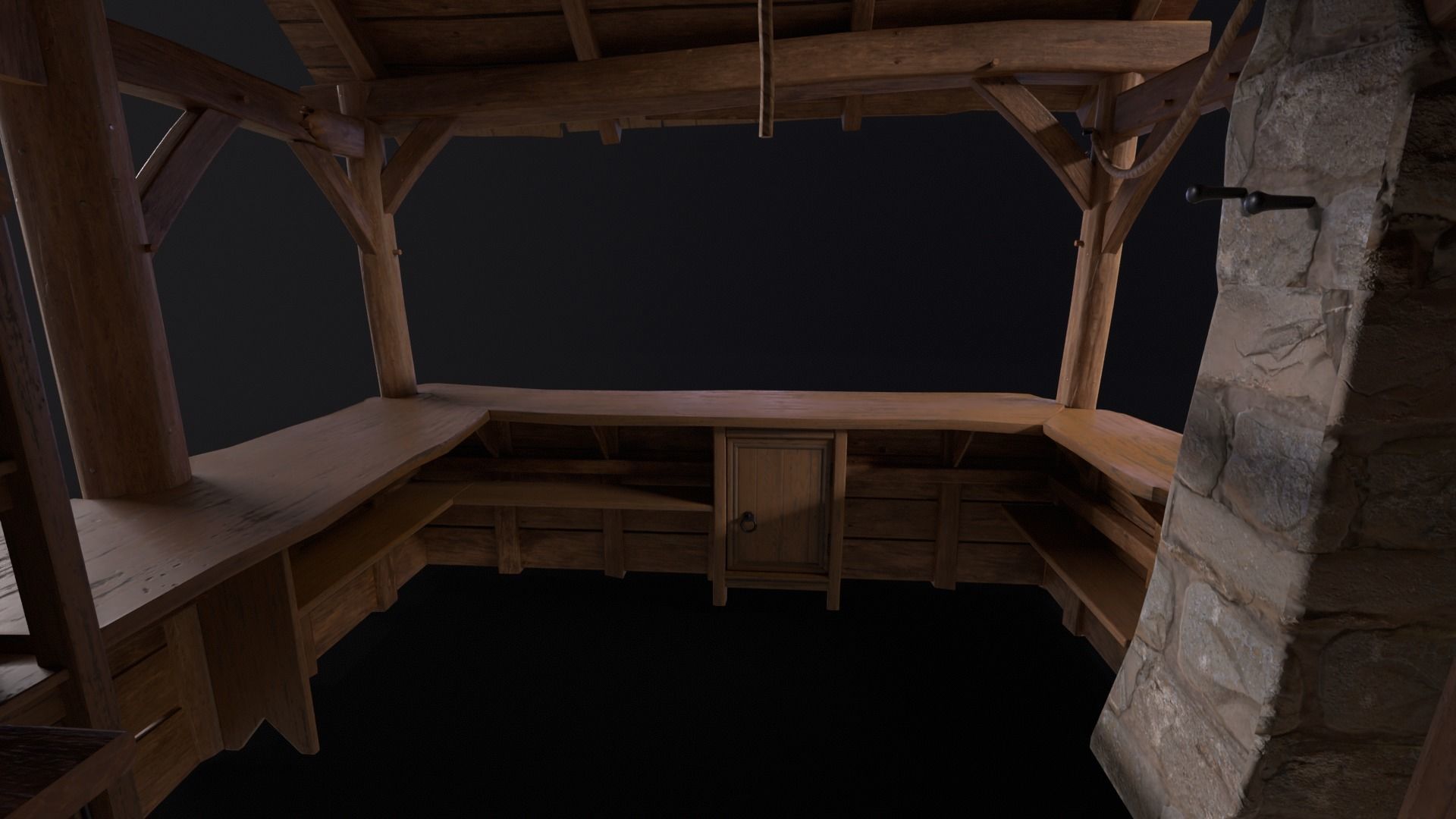 Medieval Market Stall Low-poly 3D model_22