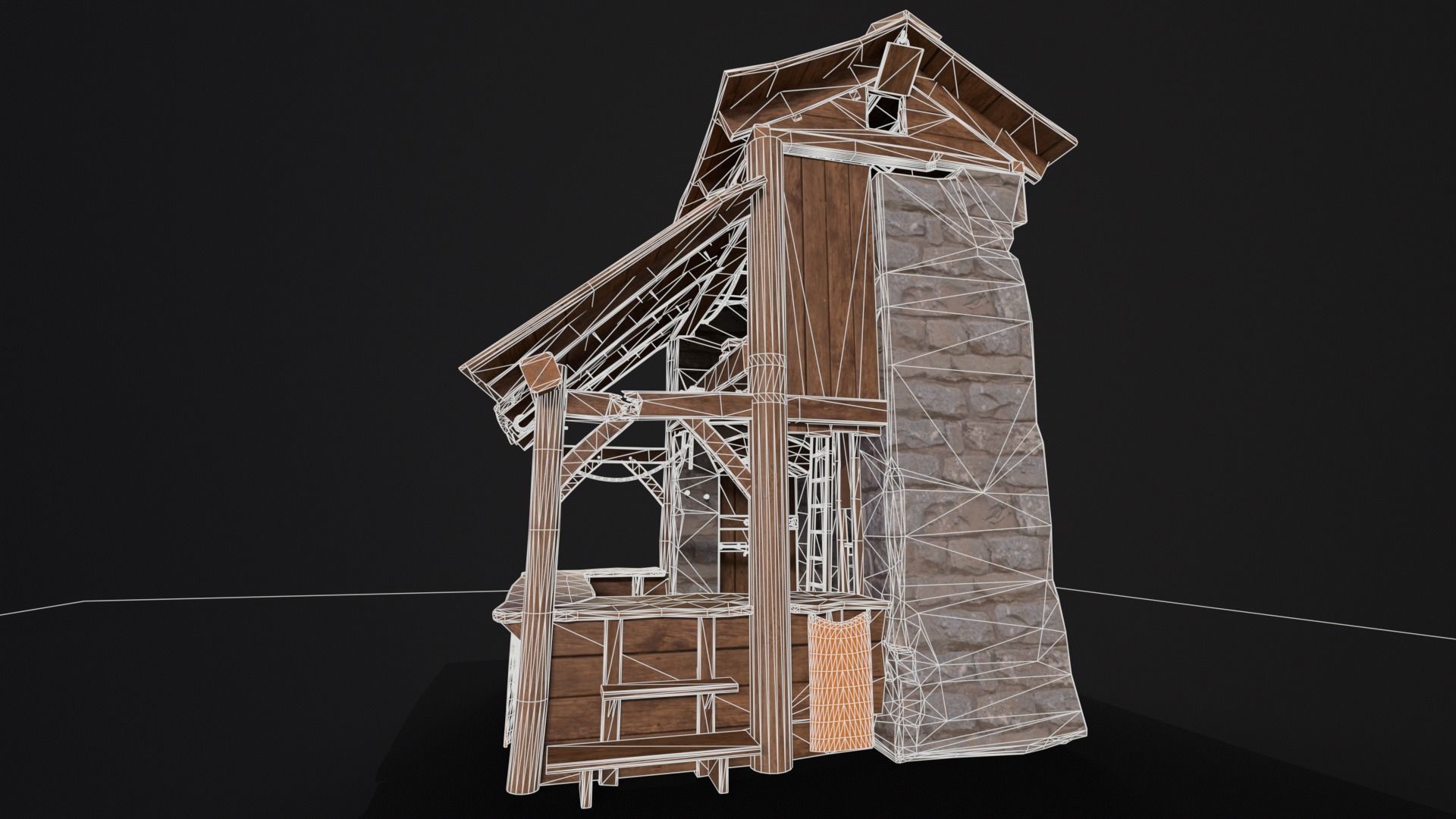 Medieval Market Stall Low-poly 3D model_13