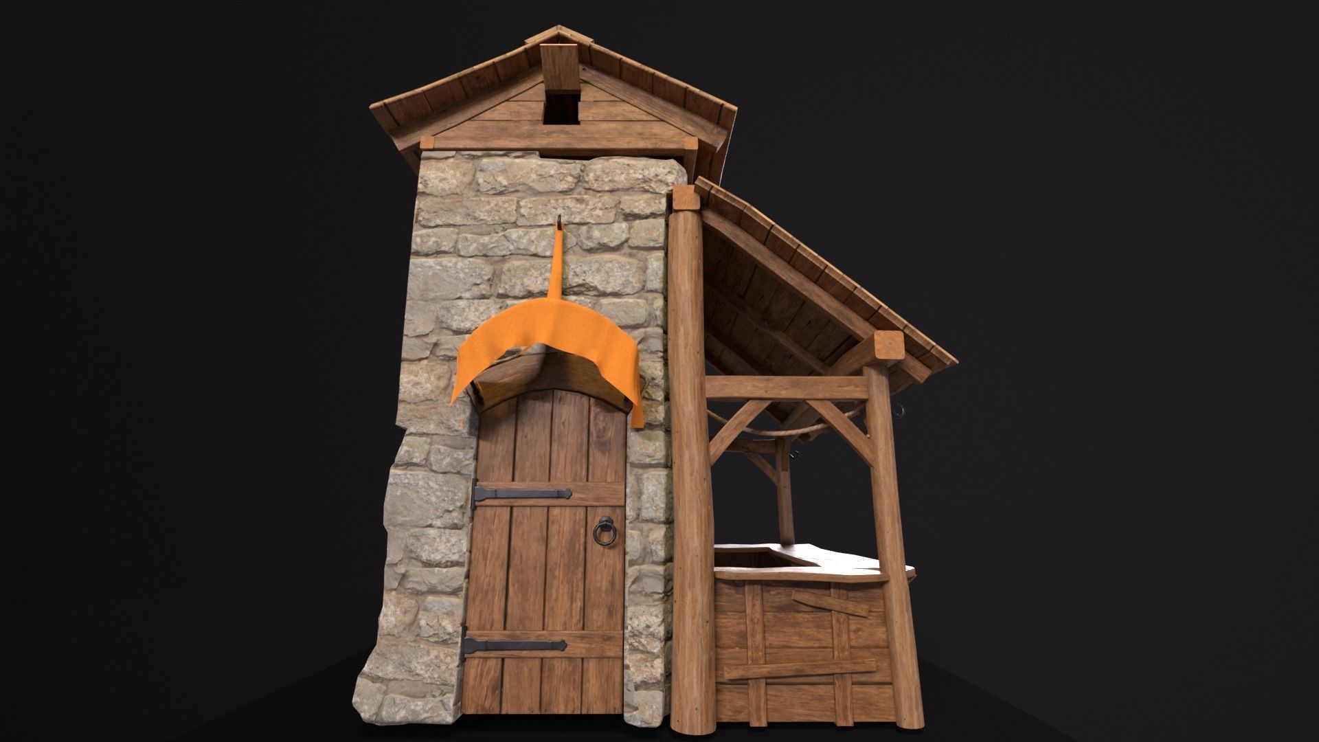 Medieval Market Stall Low-poly 3D model_4