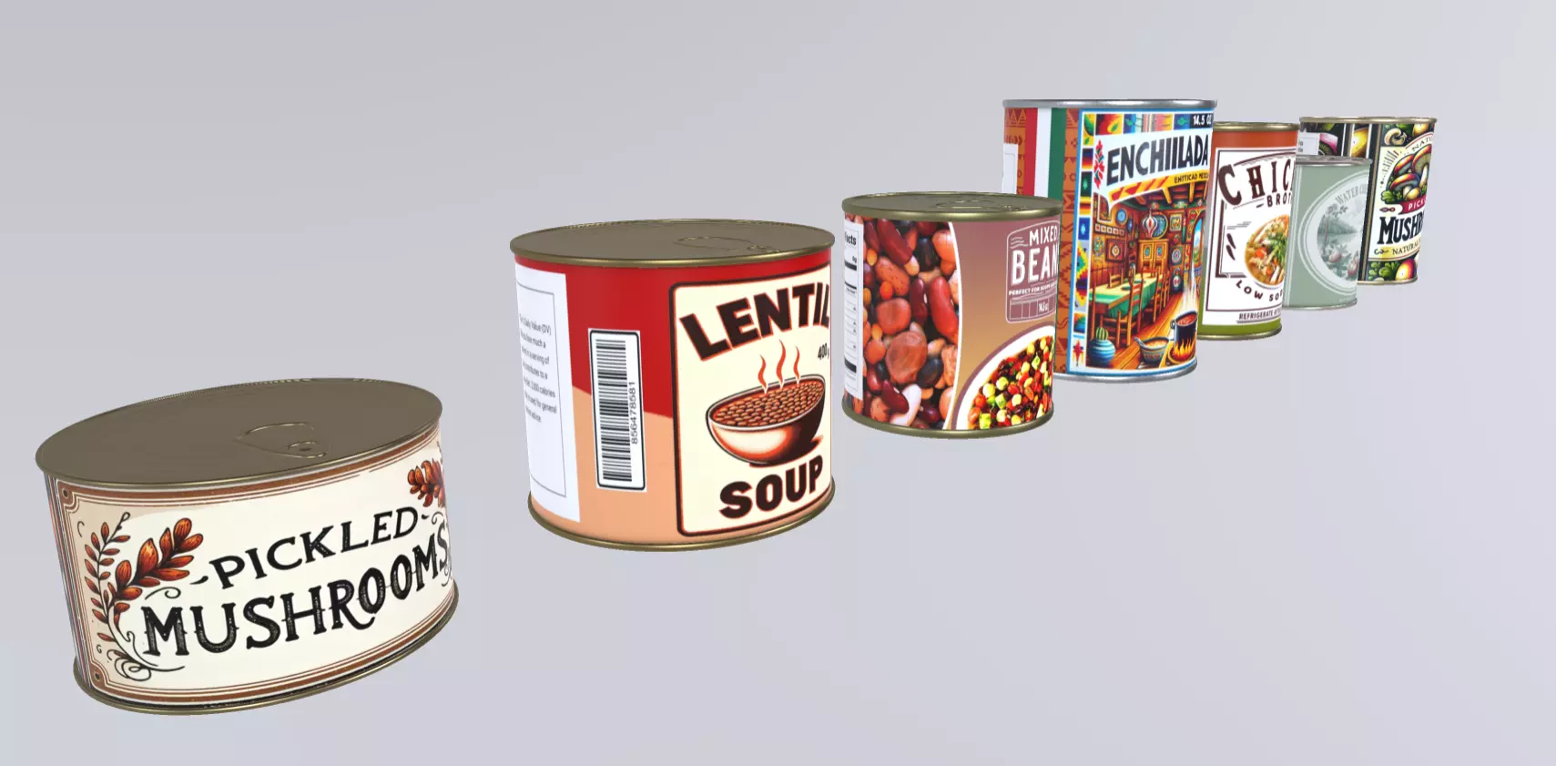 Diverse Canned Food Can Pack 3D model_0