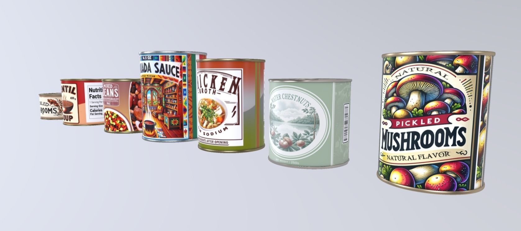 Diverse Canned Food Can Pack 3D model_8