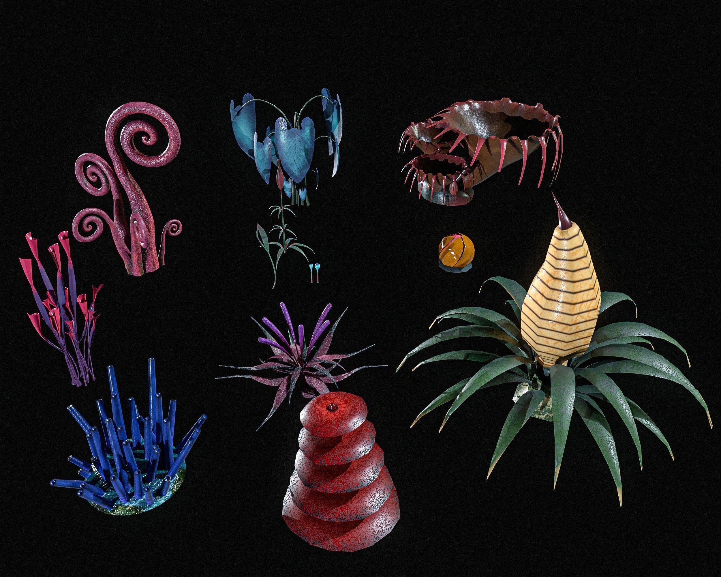 Sci-Fi Plants Pack Low-poly 3D model_2