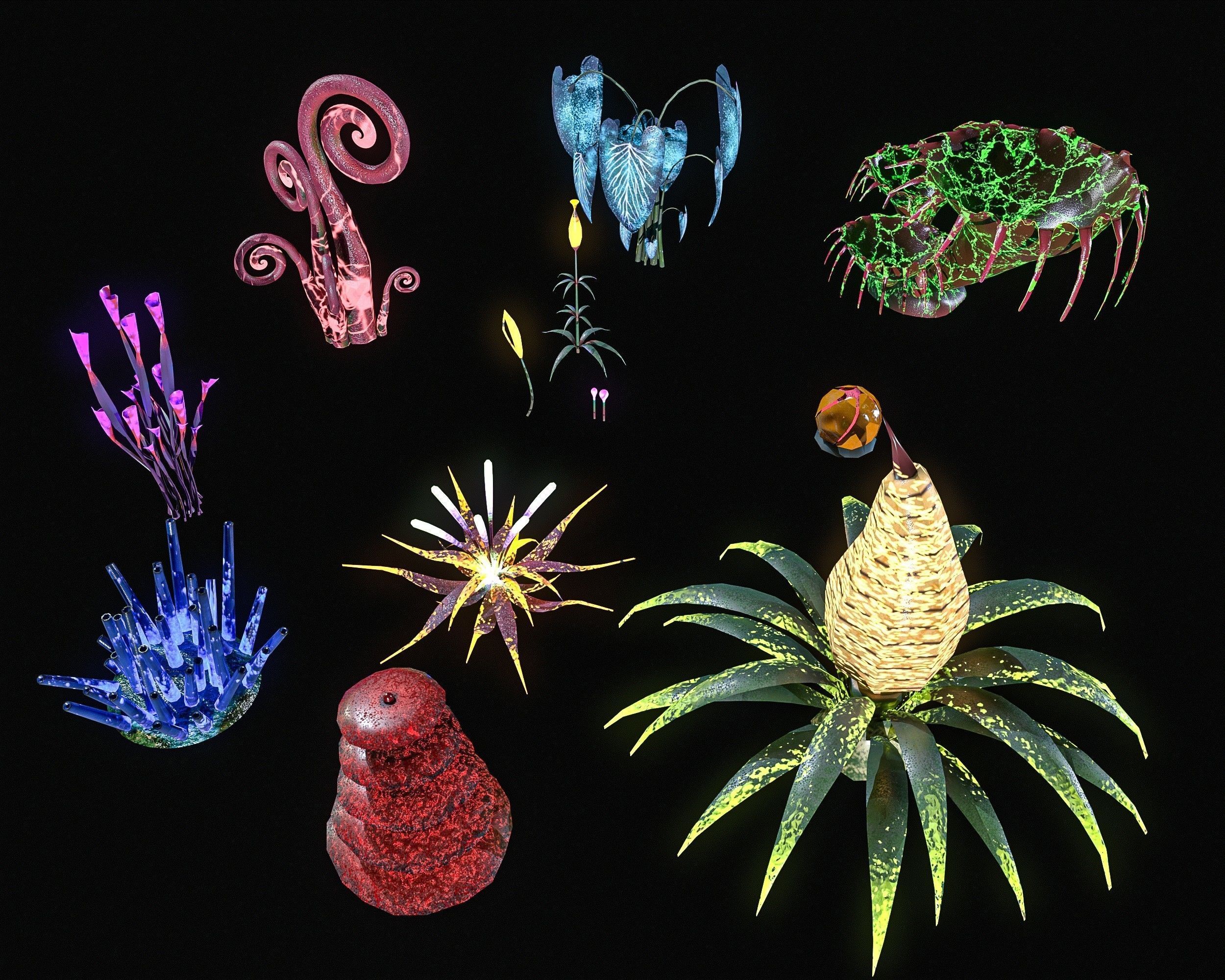 Sci-Fi Plants Pack Low-poly 3D model_1