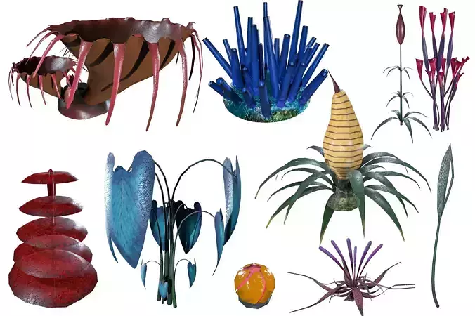 Sci-Fi Plants Pack Low-poly 3D model