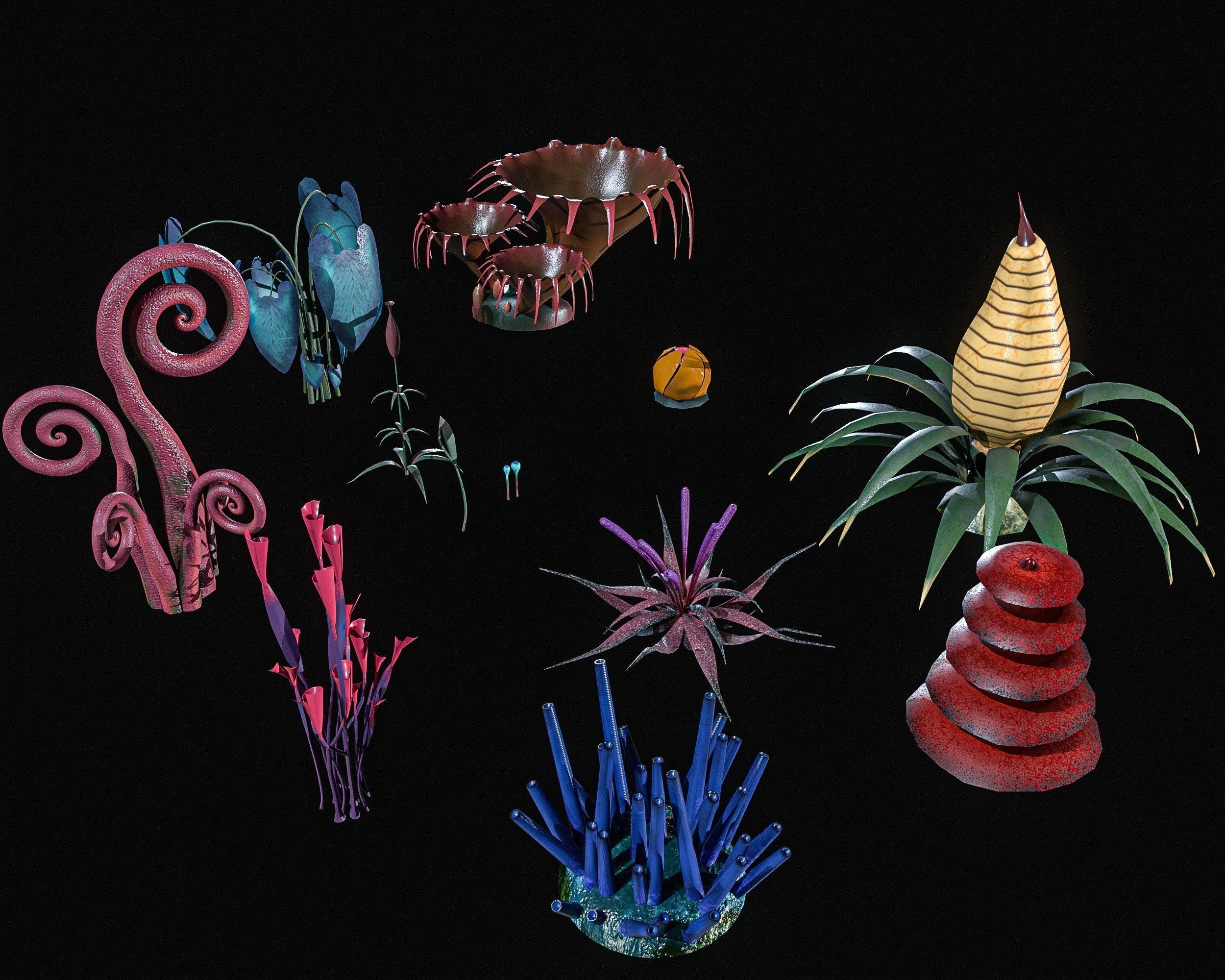 Sci-Fi Plants Pack Low-poly 3D model_6
