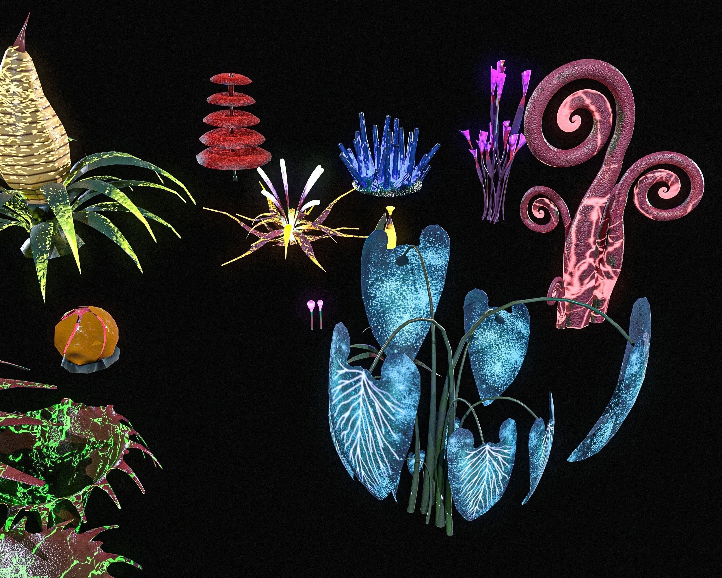 Sci-Fi Plants Pack Low-poly 3D model_3