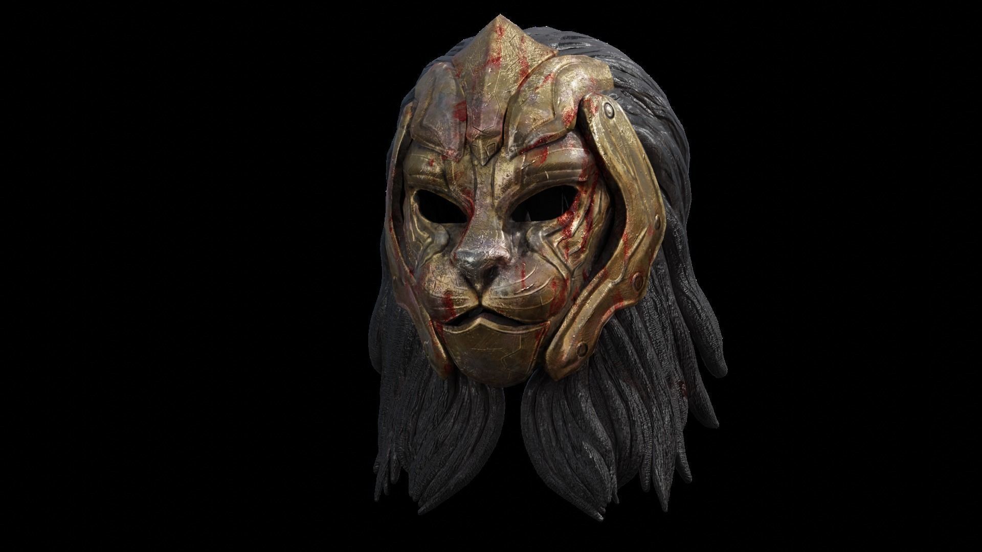 Mask Character Lion Character Warrior Royal Low-poly 3D model_2