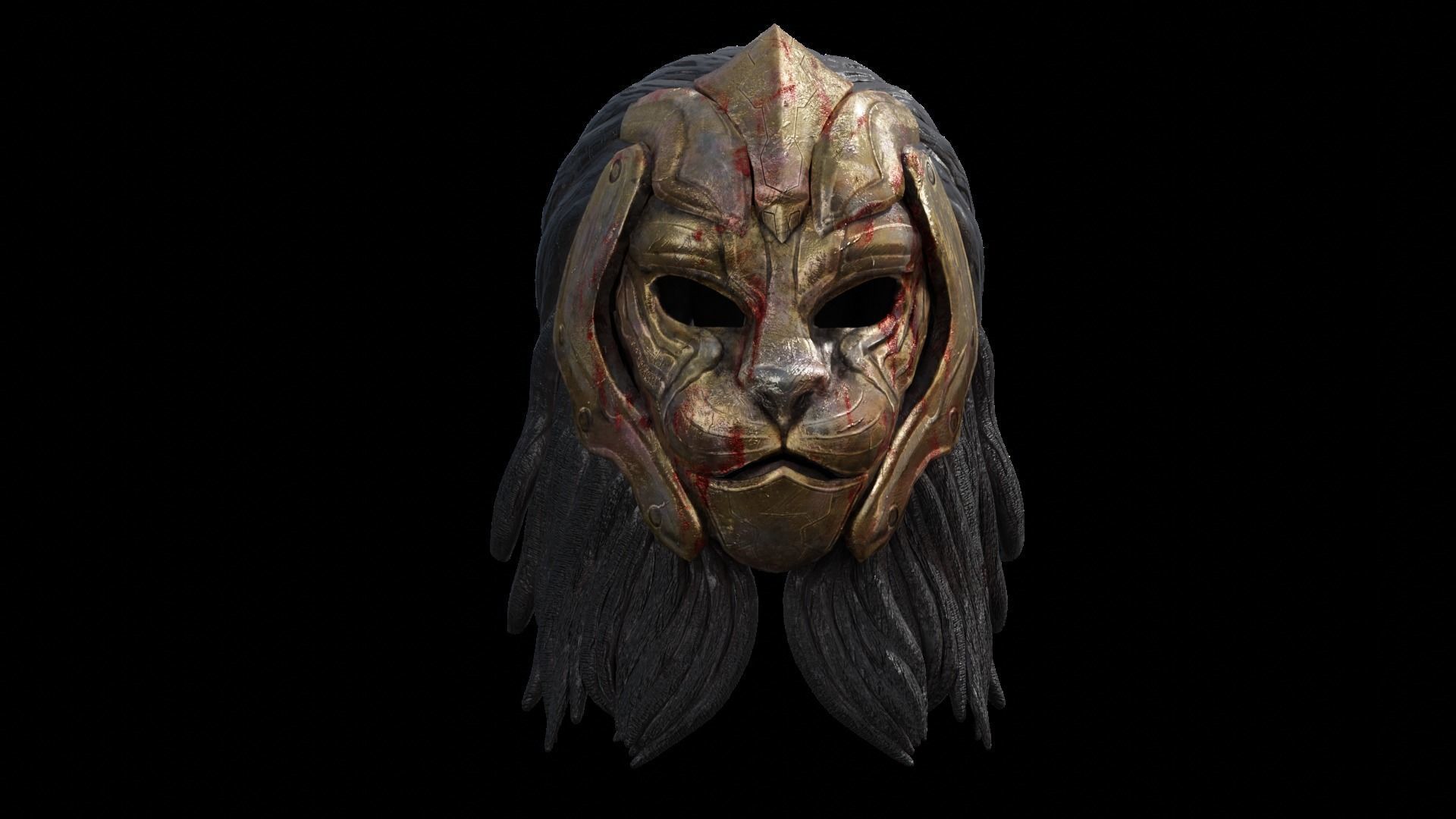 Mask Character Lion Character Warrior Royal Low-poly 3D model_3