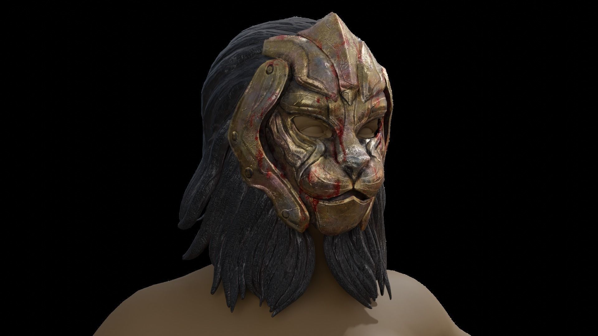 Mask Character Lion Character Warrior Royal Low-poly 3D model_6