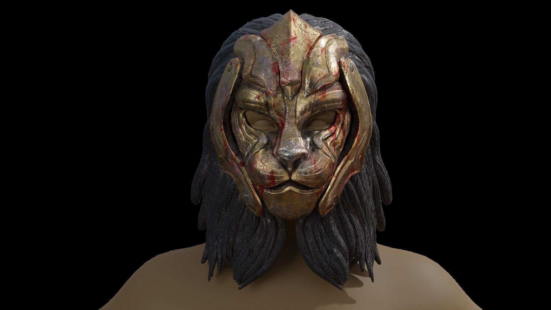 Mask Character Lion Character Warrior Royal Low-poly 3D model_10