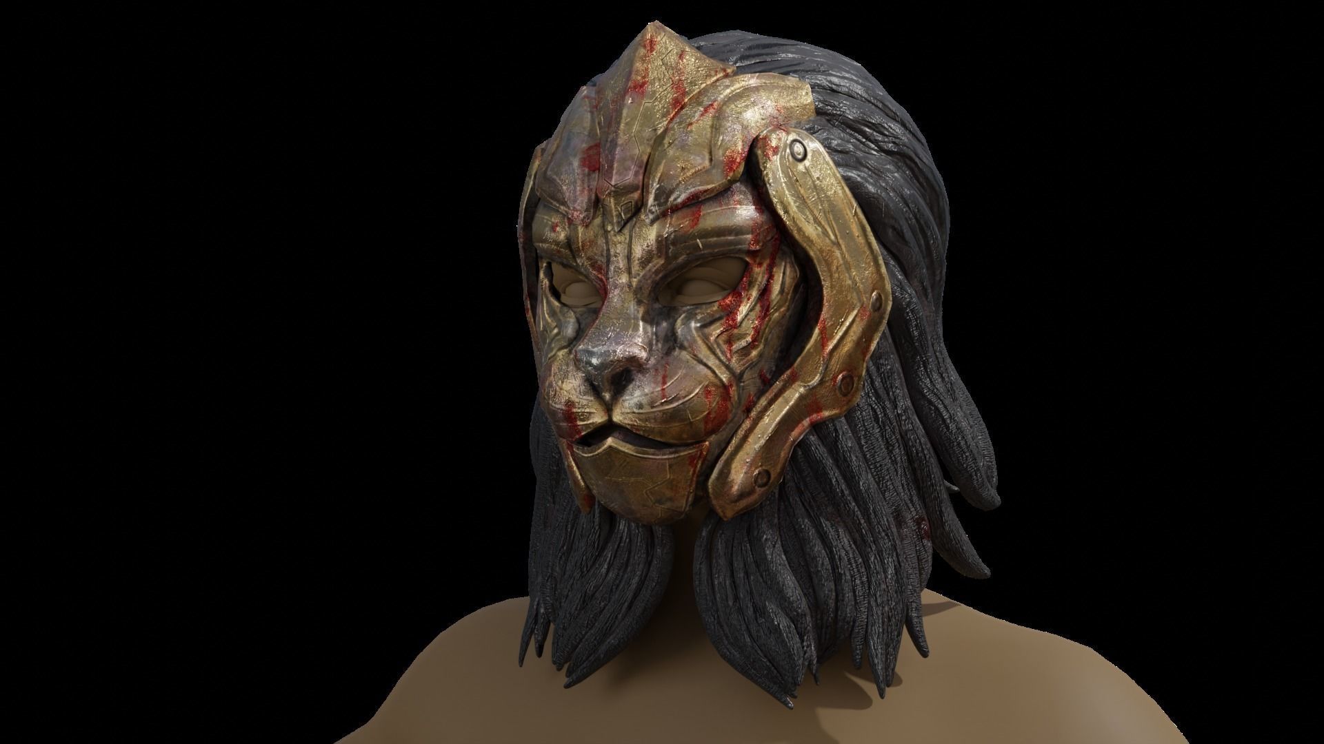 Mask Character Lion Character Warrior Royal Low-poly 3D model_7