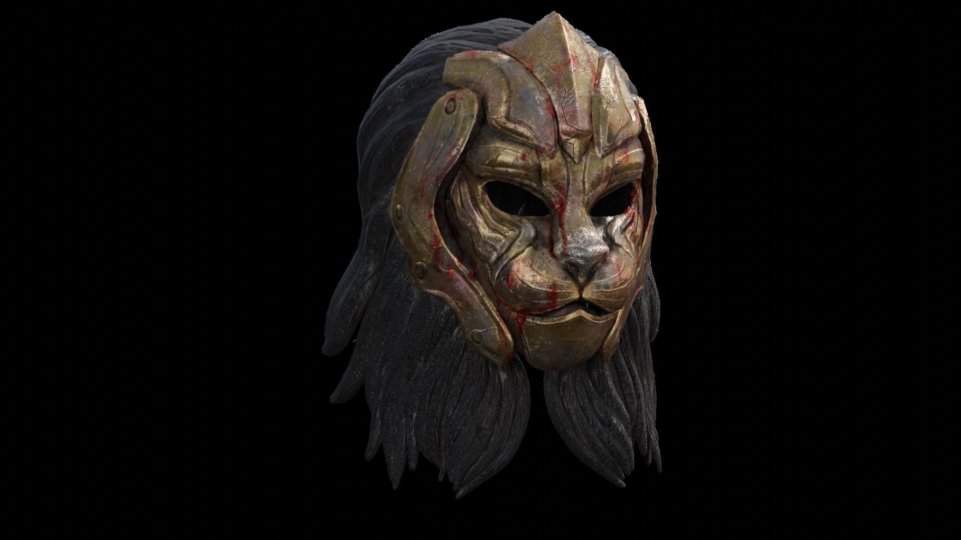 Mask Character Lion Character Warrior Royal Low-poly 3D model_1