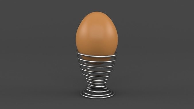 Egg Cup with Brown Egg 3D model 3