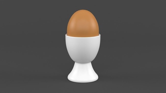 Egg Cup with Brown Egg 3D model 5