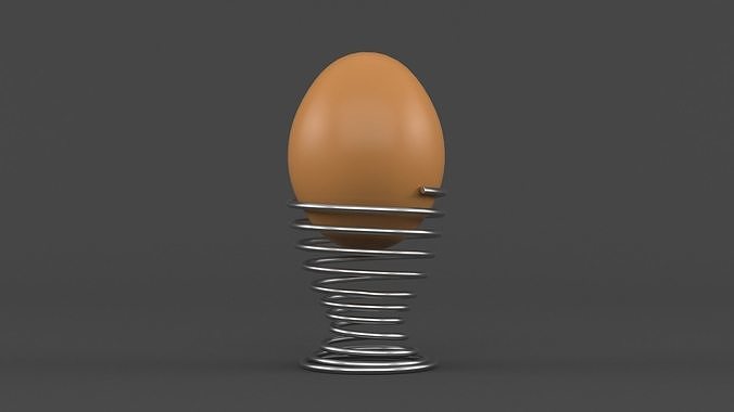 Egg Cup with Brown Egg 3D model 2