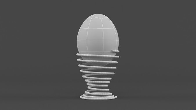 Egg Cup with Brown Egg 3D model 7