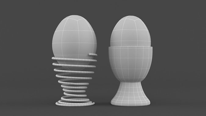 Egg Cup with Brown Egg 3D model 6