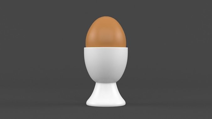 Egg Cup with Brown Egg 3D model 4