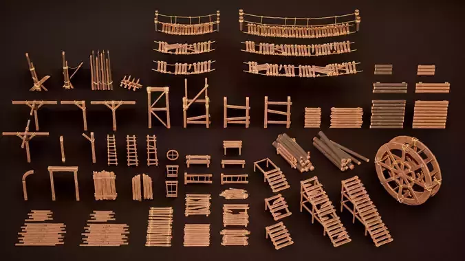 Stylized wood asset mega pack