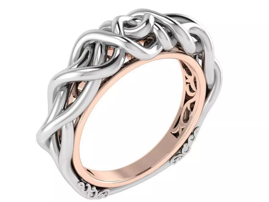 Ornamental Twisted Band Ring 2881 3D print model