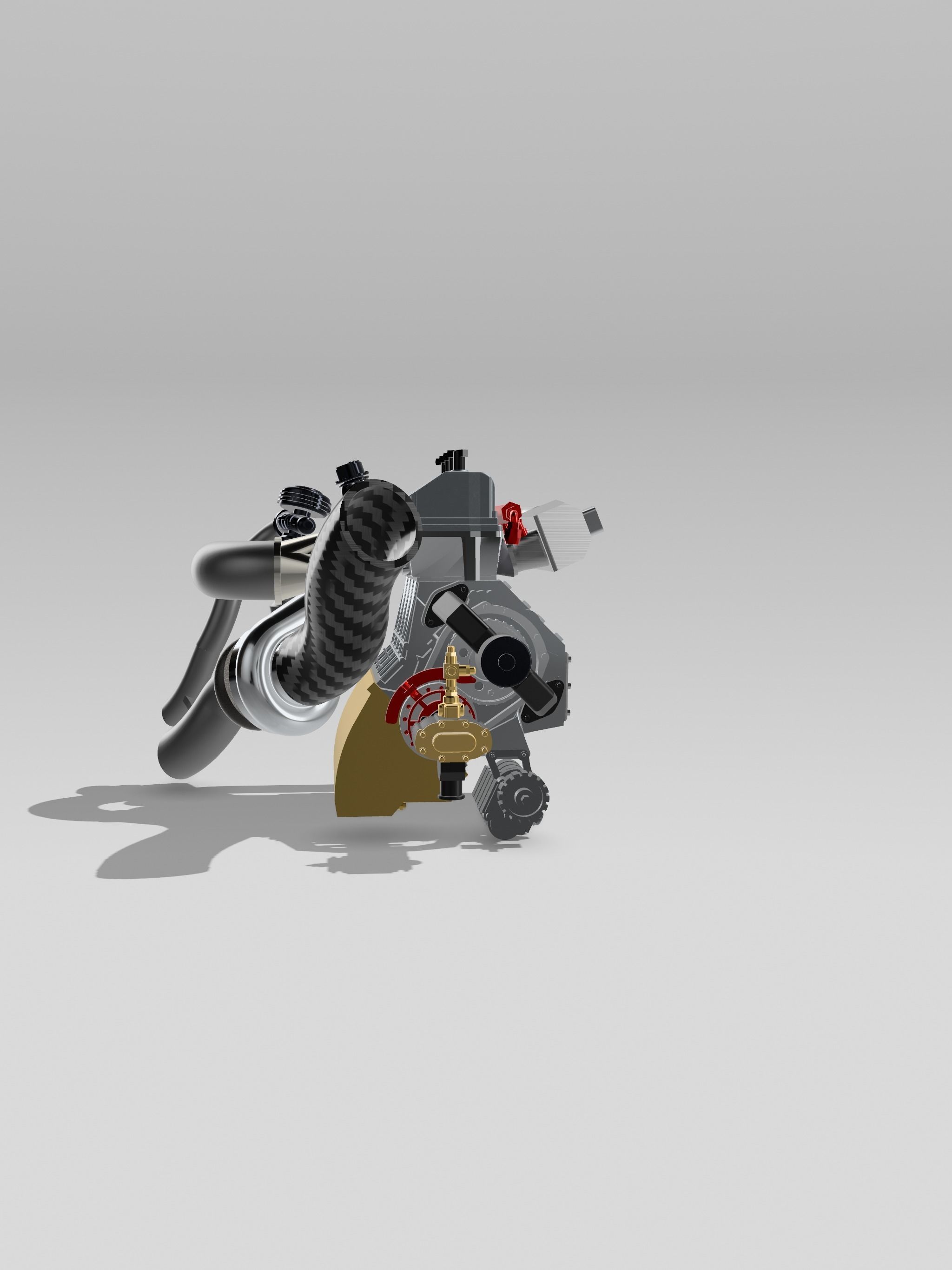 1 64 scale HEMI 4 cylinder Turbo Drag Engine Half Hemi 3D print model_5