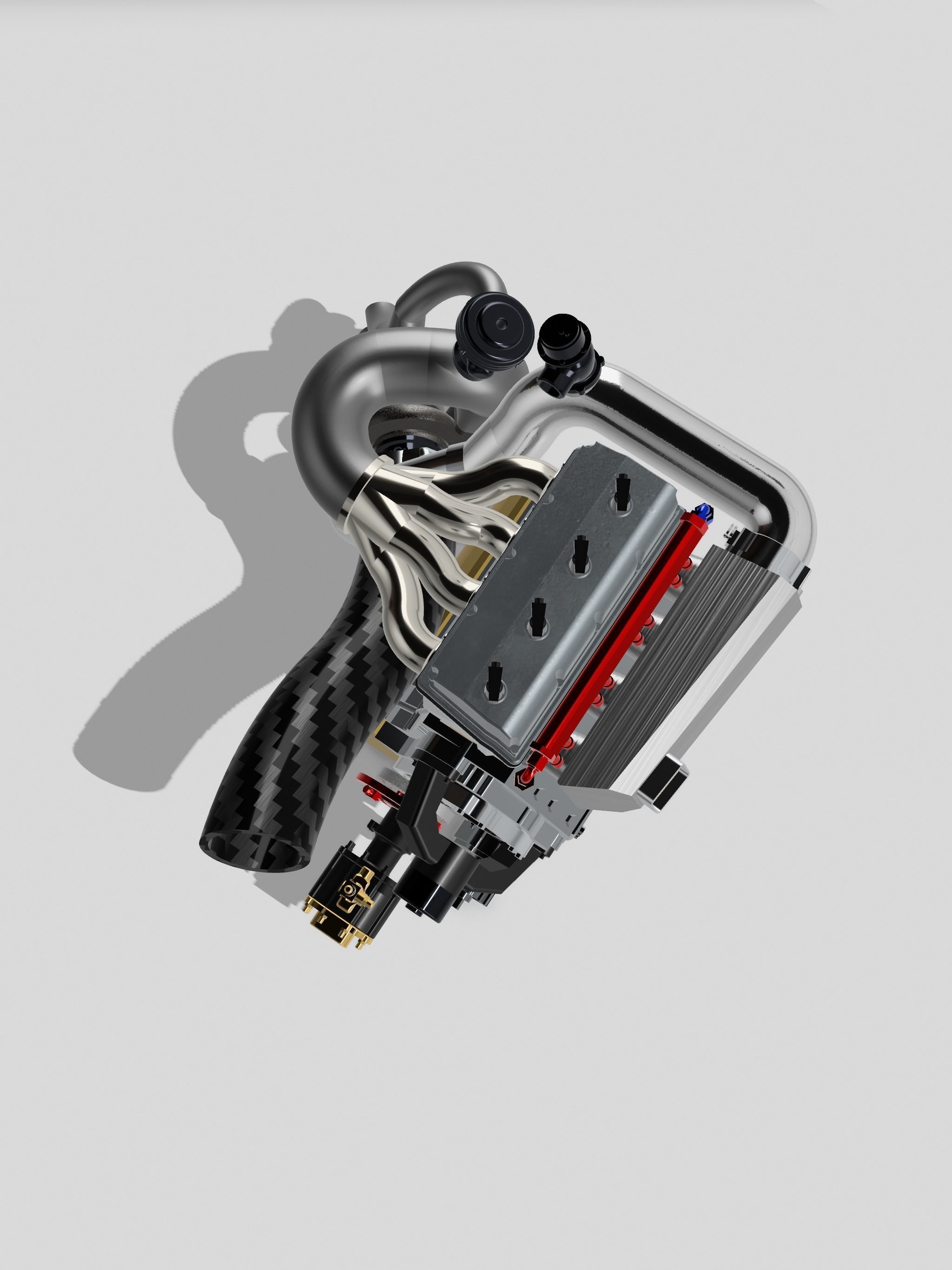 1 64 scale HEMI 4 cylinder Turbo Drag Engine Half Hemi 3D print model_4