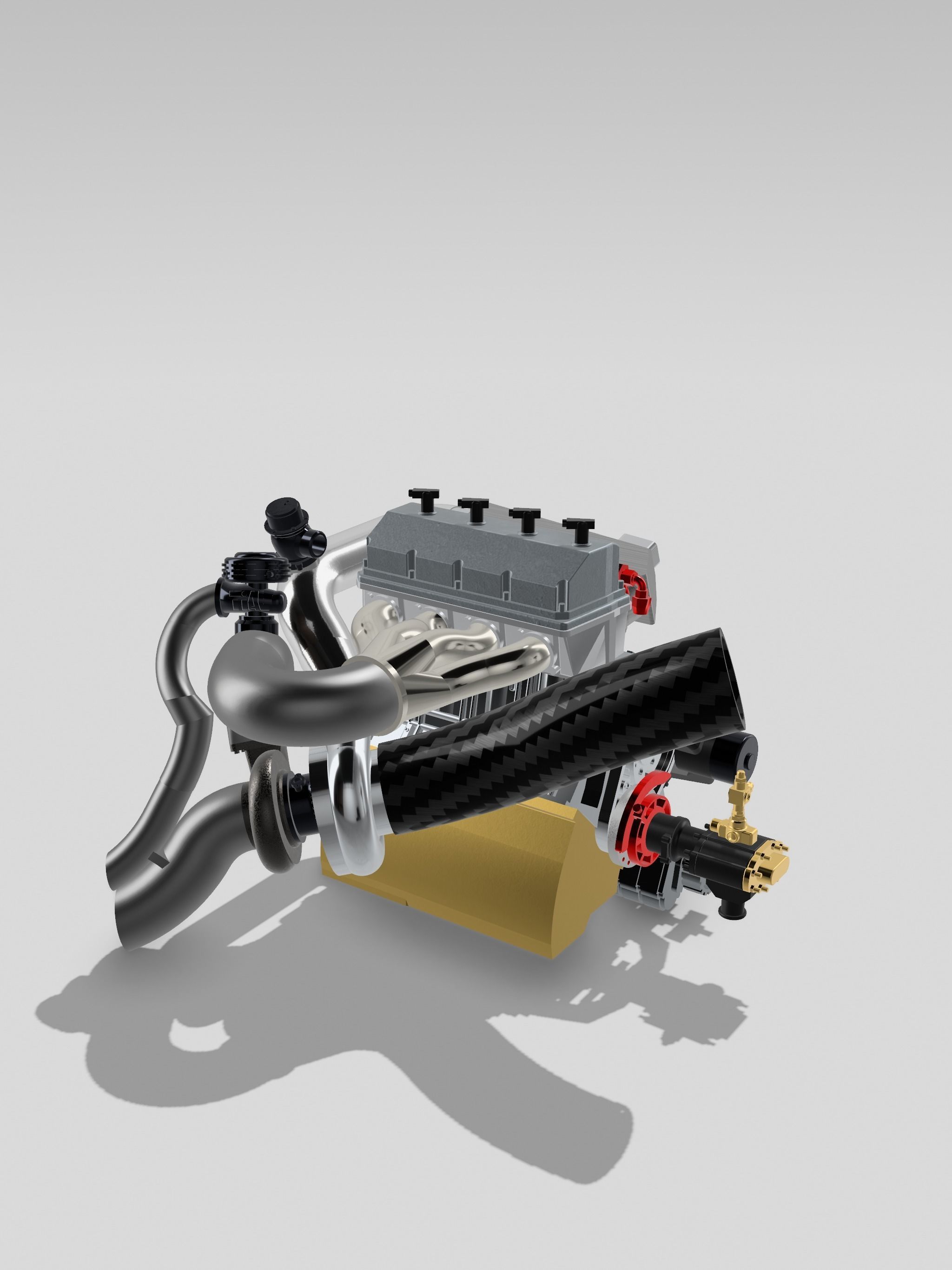 1 64 scale HEMI 4 cylinder Turbo Drag Engine Half Hemi 3D print model_1