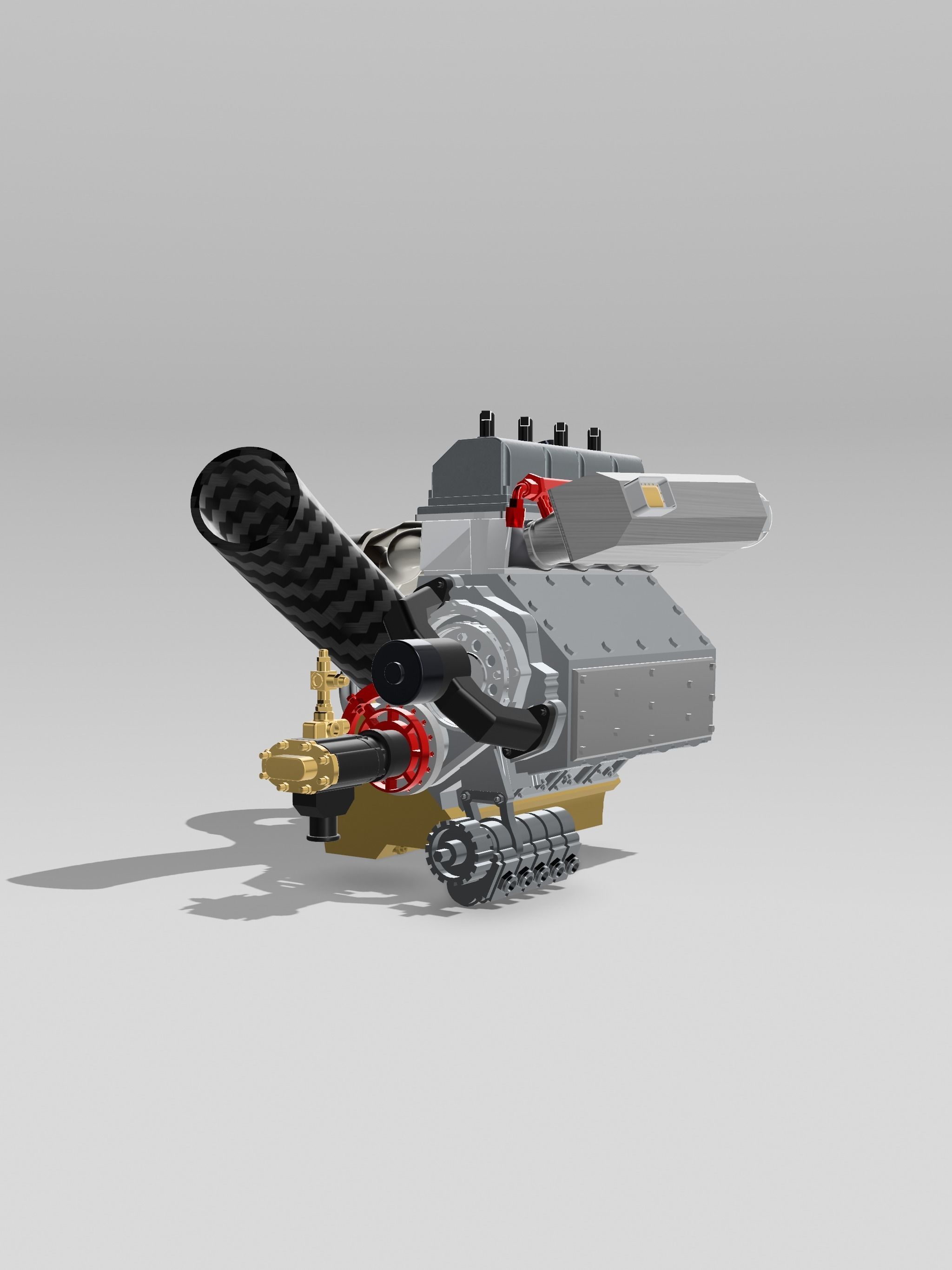 1 64 scale HEMI 4 cylinder Turbo Drag Engine Half Hemi 3D print model_3