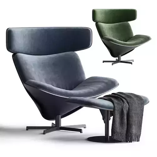 ALMORA Armchair with ottoman 3D model
