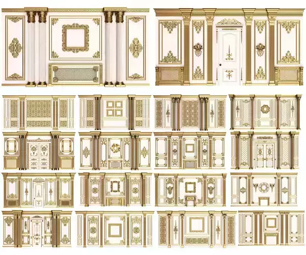 Boiserie Classic Wall Panels Collection 0202 Low-poly 3D model
