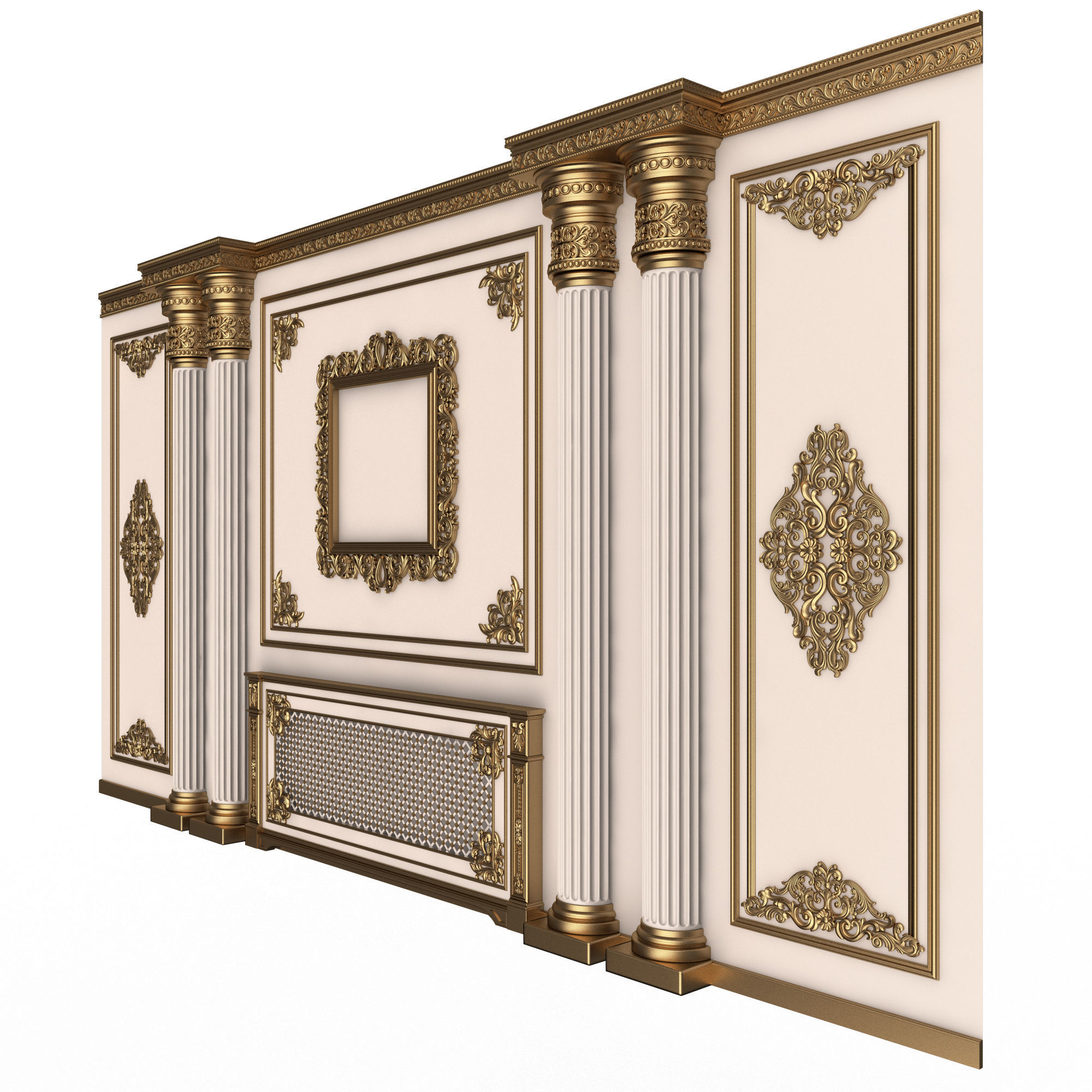 3D model Boiserie Classic Wall Panels Collection 0202 VR / AR / low ...