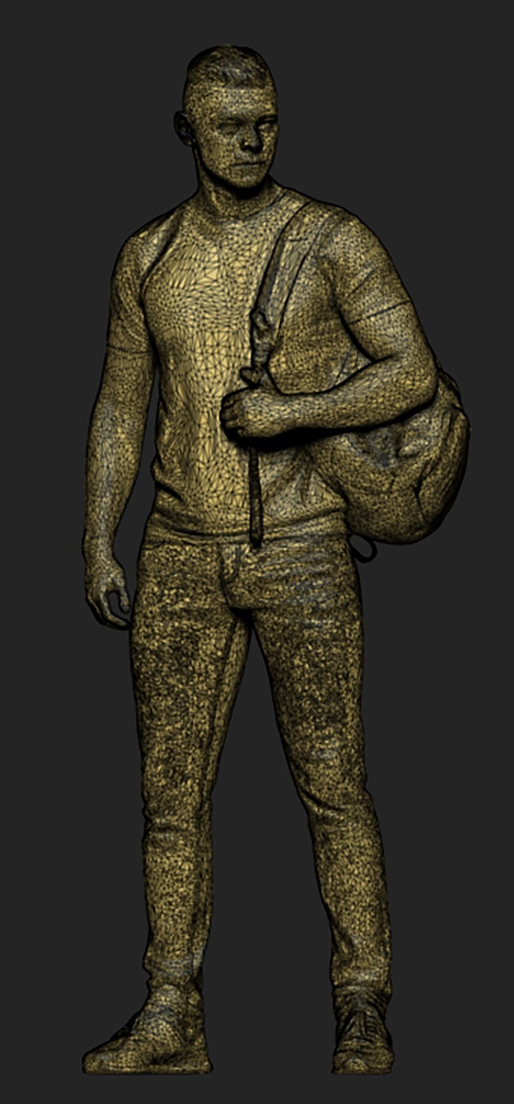 Handsome man with backpack 430 Low-poly 3D model_5
