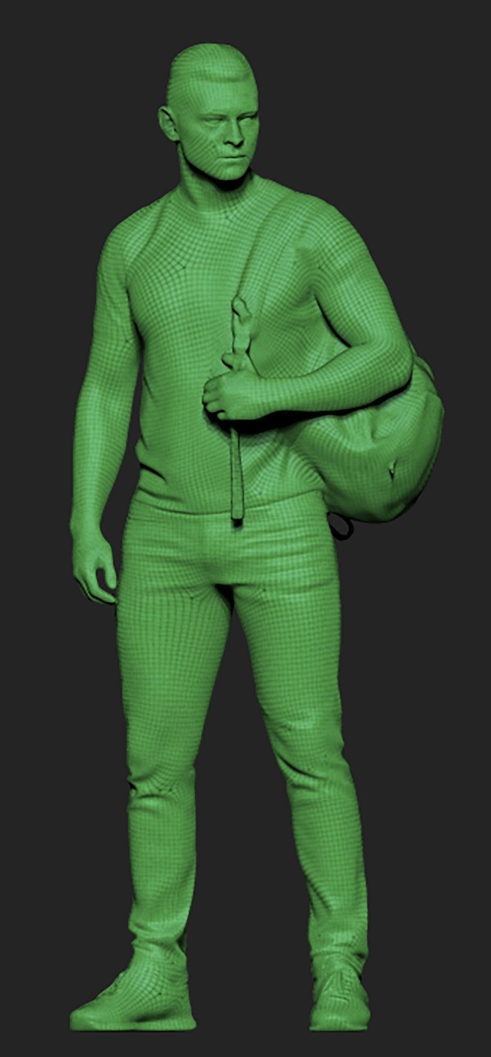 Handsome man with backpack 430 Low-poly 3D model_7