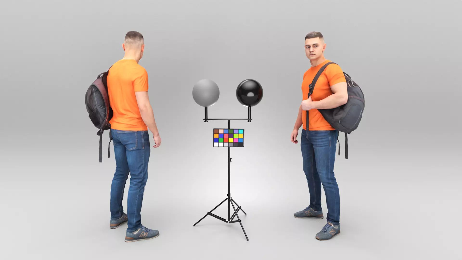 Handsome man with backpack 430 Low-poly 3D model_0