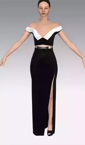 Dress corset dress Low-poly 3D model