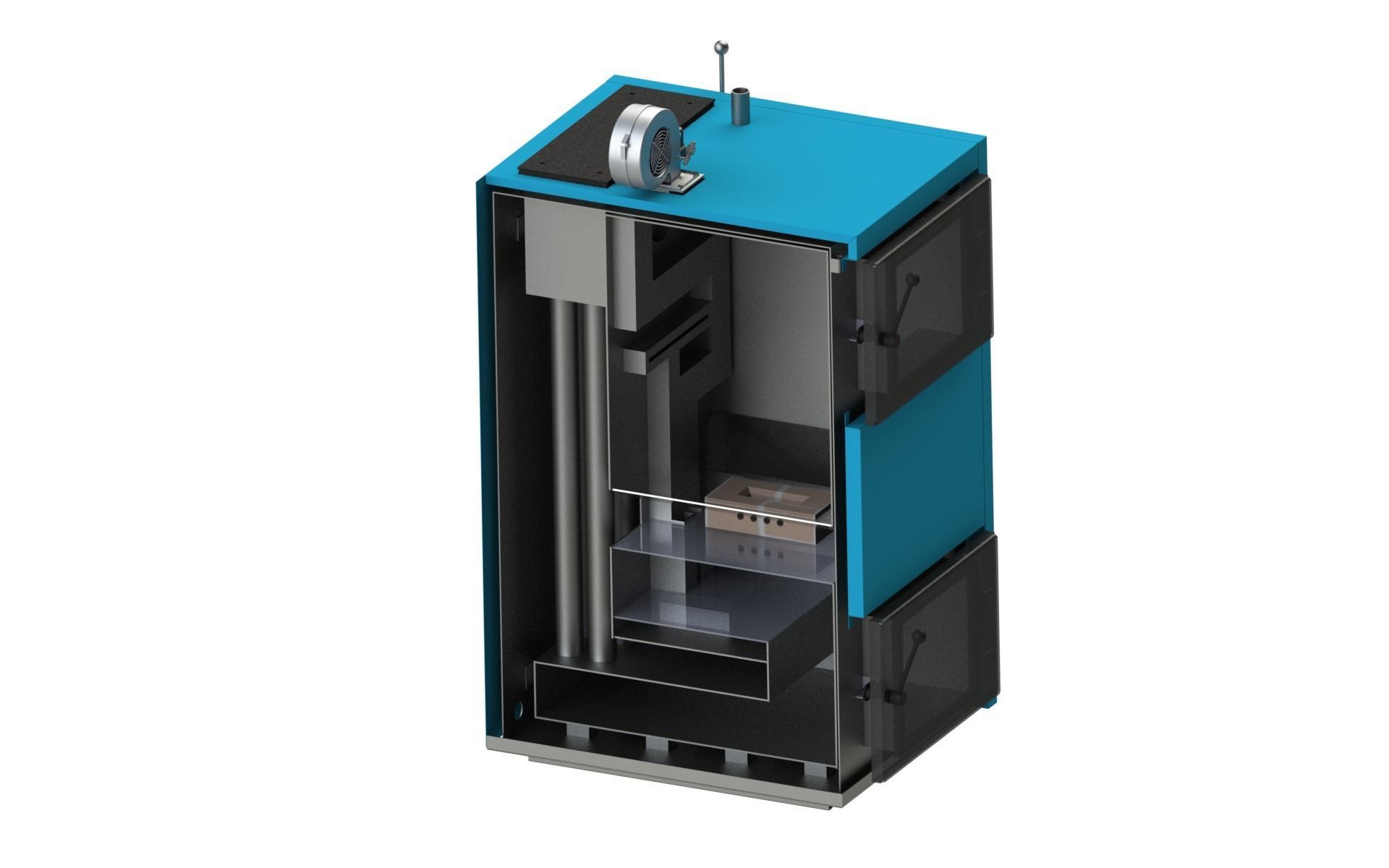 Solid fuel pyrolysis boiler SOLIDWORKS Flow Simulation 3D model_2